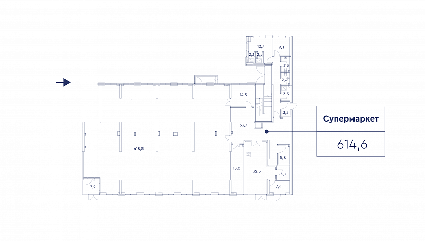 Супермаркет 614,60 м² в Наметкин Тауэр - Продажа Торговое помещение